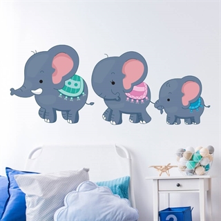 Tryckt 3 söta elefanter - Wallstickers