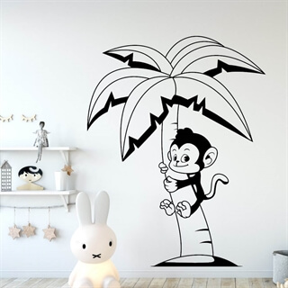 Apa i palmträd - Wallstickers