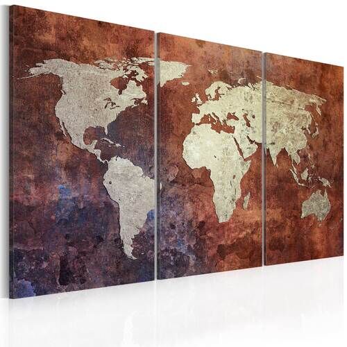 Tavla - Rusty världskarta - triptyken