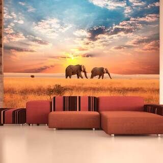Fototapet - Afrikanska savannen elefanter