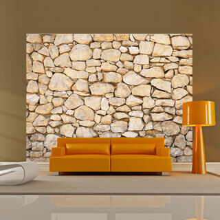 Fototapet - Provencalsk stil - bakgrund med rustik stenmur i provencalsk stil