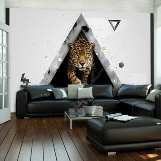Fototapet - Vilda djur - modern abstraktion med en tiger i en vit triangel