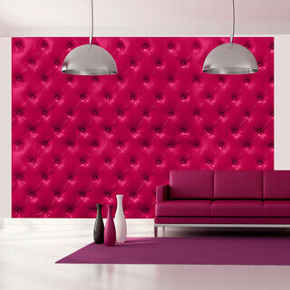 Fototapet - Lyx - bakgrund som efterliknar rosa quiltat mönster med lädertextur
