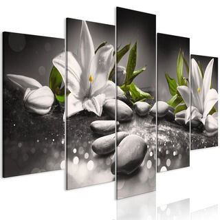 Tavla - Lilies and Stones (5 Parts) Wide Grey