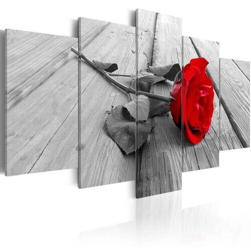 Tavla - Rose on Wood (5 Parts) Wide Red