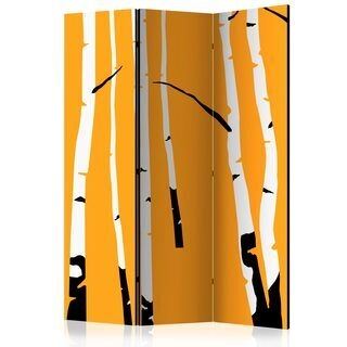 Rumsavdelare - Birches on the orange background [Room Dividers]