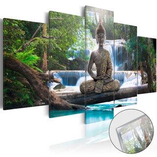 Akrylglastavla - Buddha and Waterfall [Glass]