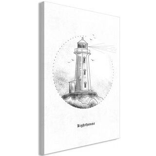 Tavla - Black and White Lighthouse (1 Part) Vertical