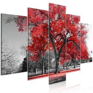 Tavla - Autumn in the Park (5 Parts) Wide Red