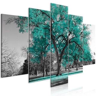 Tavla - Autumn in the Park (5 Parts) Wide Turquoise