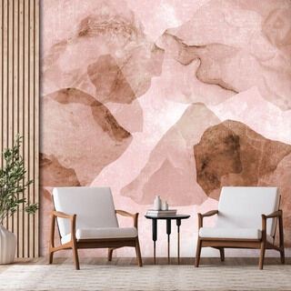 Fototapet - Rosa terrazzo - minimalistisk bakgrund i akvarellmarmormönster