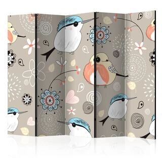 Rumsavdelare - Natural pattern with birds II [Room Dividers]