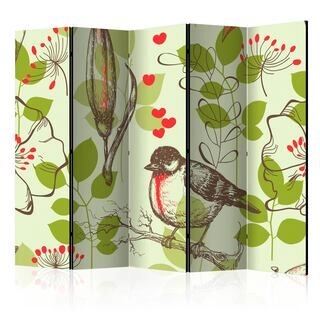 Rumsavdelare - Bird and lilies vintage pattern II [Room Dividers]