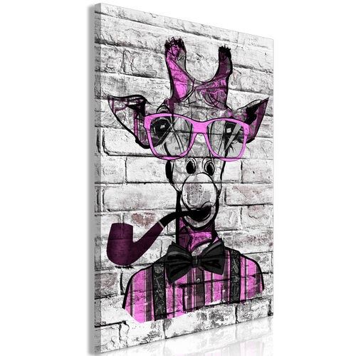 Tavla - Giraffe with Pipe (1 Part) Vertical Pink