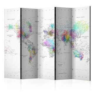 Rumsavdelare - Room divider – White-colorful world map