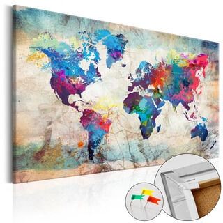 Anslagstavla - World Map: Colourful Madness [Cork Map]