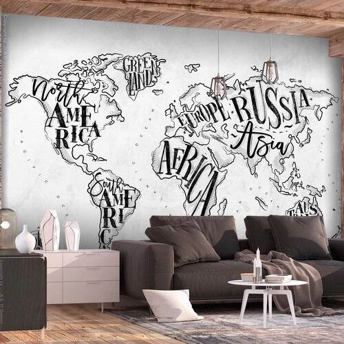 Fototapet - Retro Continents (Grey)