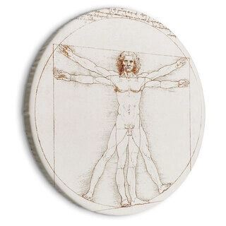 Rund tavla - Vitruvian Man by Leonardo Da Vinci - A Drawing of the Proportions of a Man’s Body