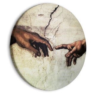 Rund tavla - The Creation of Adam - hands from a fresco by Michelangelo