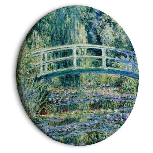 Rund tavla - Japanese Bridge at Giverny Claude Monet - Spring Landscape of a Forest With a River