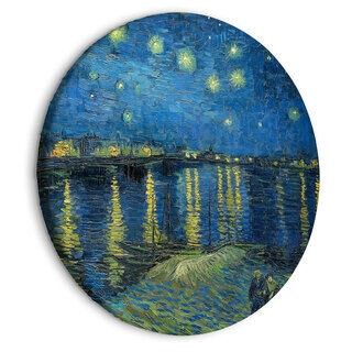 Rund tavla - Vincent Van Gogh - Starry Night Over the Rhone - A Boat Against the Background of the Blue Sky