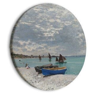 Rund tavla - Sainte-Adresse Beach, Claude Monet - Boats on the Seashore