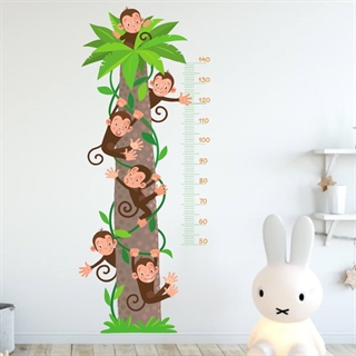 Wallstickers - Höjdmätare Tree med apor