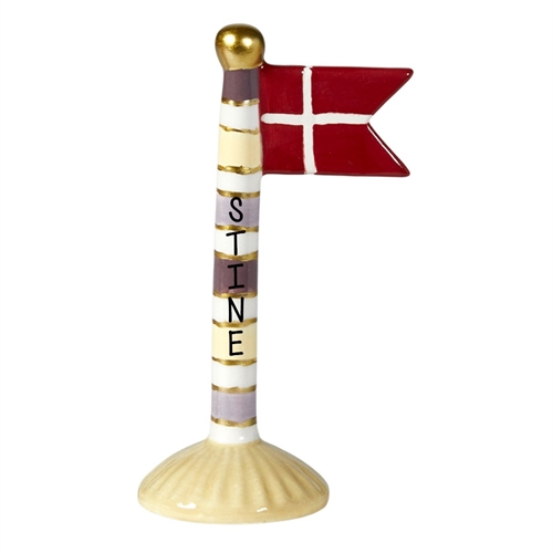 Randig flagga med gul bas H: 14 cm keramik