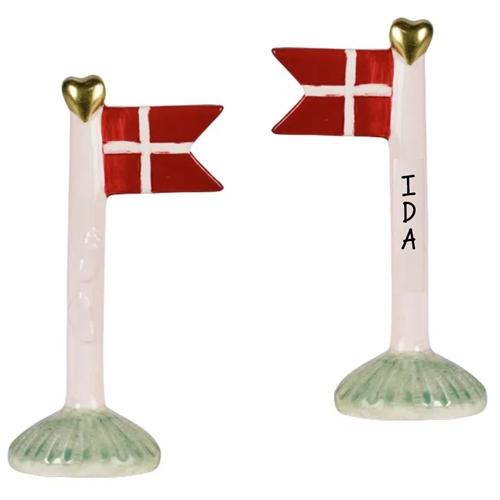 Flagga Beige/randig H: 14cm keramik