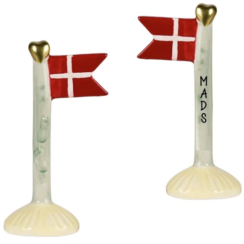 Flagga Beige/randig H: 14cm keramik