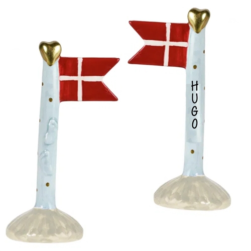 Flagga Beige/randig H: 14cm keramik