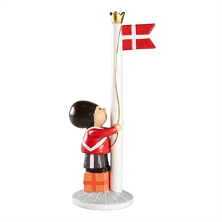 Soldat med Dannebrogsflagga - H: 23 cm