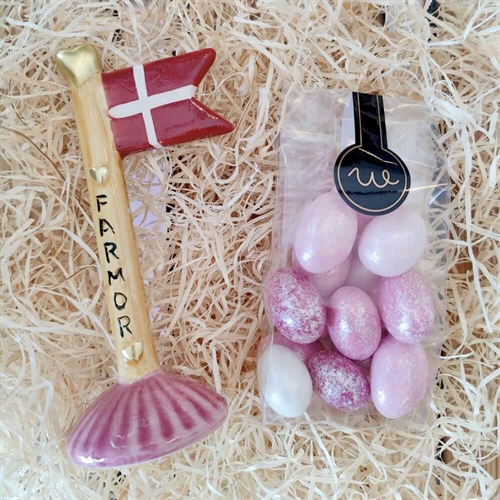 Gavekurv til mor med lys og tekst