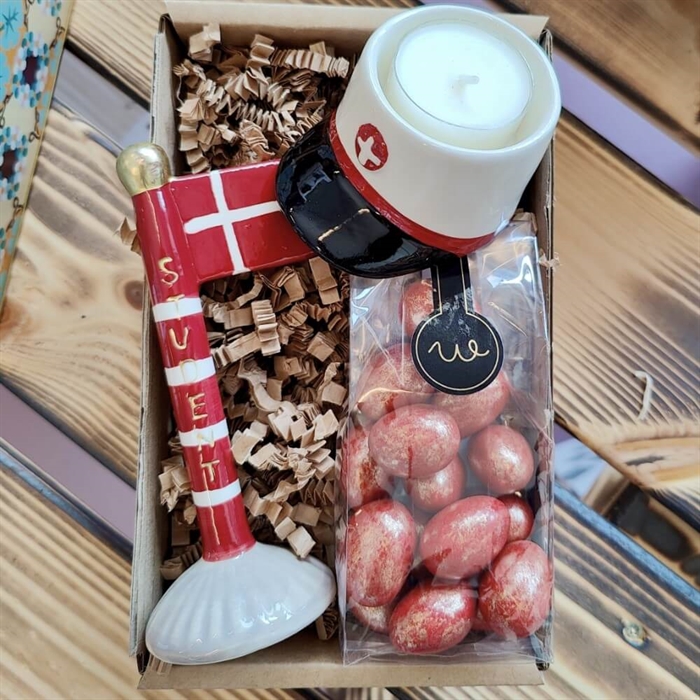 Gavekurv til mor med lys og tekst