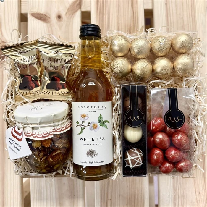 Gavekurv til mor med lys og tekst