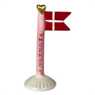 Flagga Mormor rosa H: 14cm