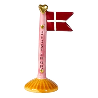 Flagga Mormor rosa H: 14cm