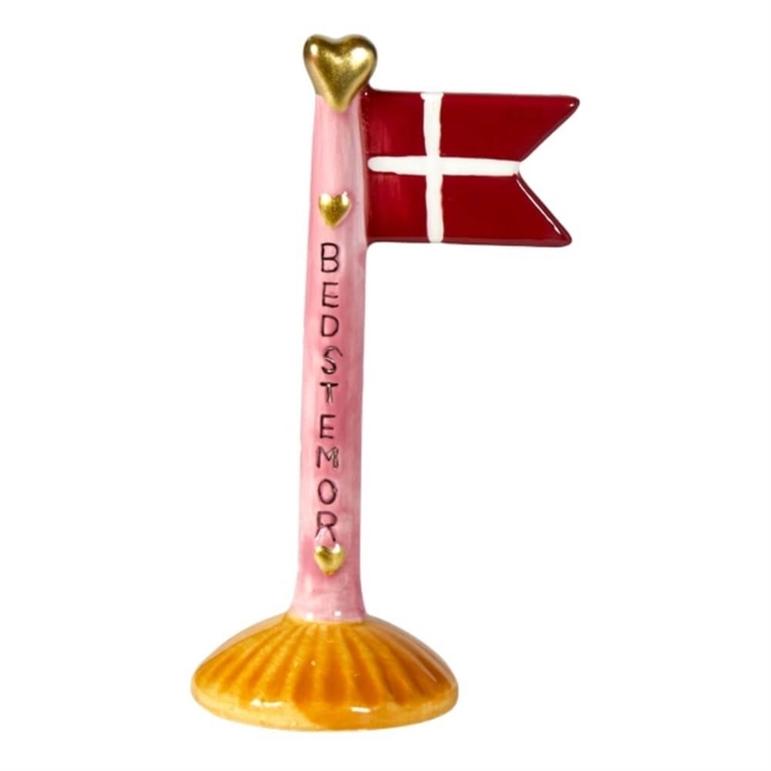 Flagga Mormor rosa H: 14cm