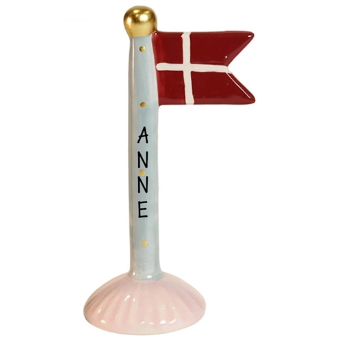 Flagga blå/prickig H: 14cm keramik