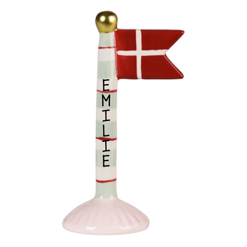 Flagga med röda ränder H: 14 cm keramik