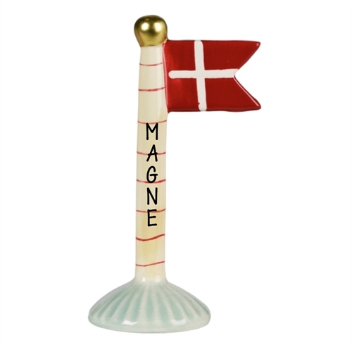 Flagga gul med röda ränder H: 14 cm keramik