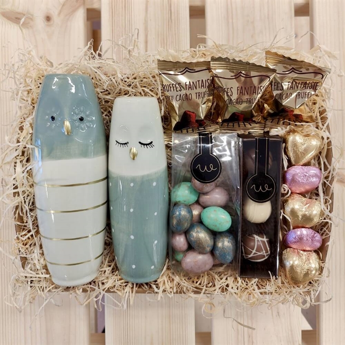 Gavekurv til mor med lys og tekst