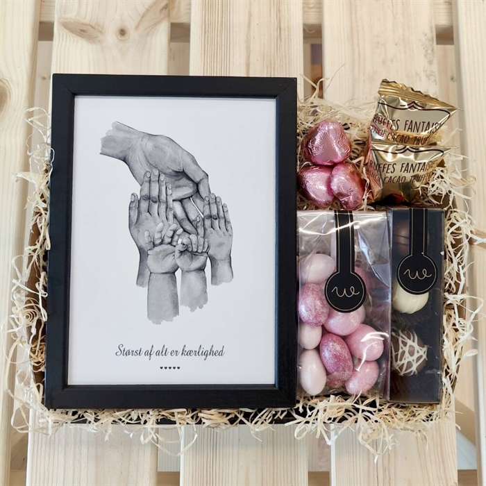 Gavekurv til mor med lys og tekst