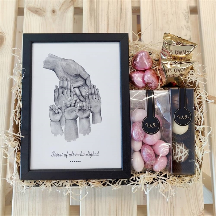 Gavekurv til mor med lys og tekst