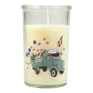 Lampa i glas, H 10 cm - Blå studentvagn