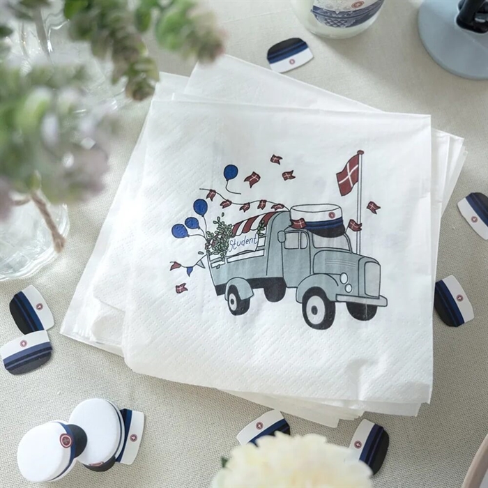 Servetter Blå studentbil - 20 st.