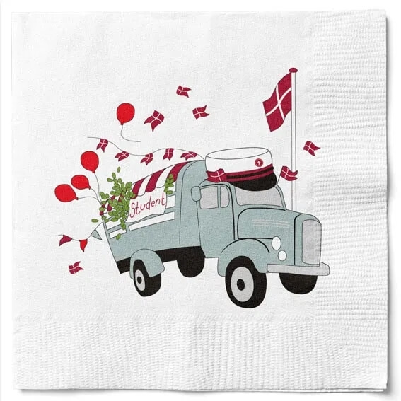 Servetter Röda studentbil - 20 st.