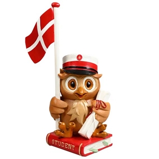 Uggla med examenmössa i rött