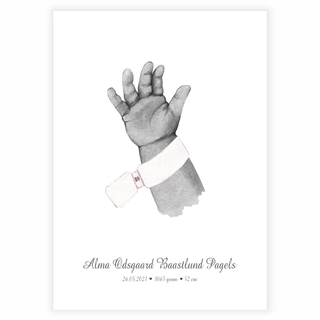 Baby hand med födelseinformation - poster