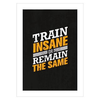 Poster med texten, Train insane och förbli densamma med svart bakgrund